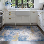 RELEANY Washable 4'x6' Abstract Area Rug for Living Room Blue Gold - Image 3