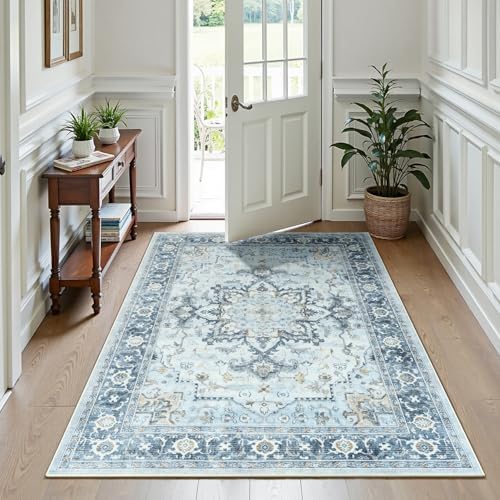 Lofus 6x9 Light Blue Rugs for Bedroom Living Room, Vintage Boho Carpet - Image 3
