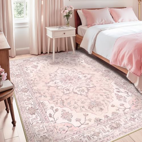 RELEANY Washable Area Rug, 5'x7', Pink - Image 2