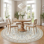 Round Area Rug for Living Room: 6ft Washable Rug for Bedroom Beige - Image 3