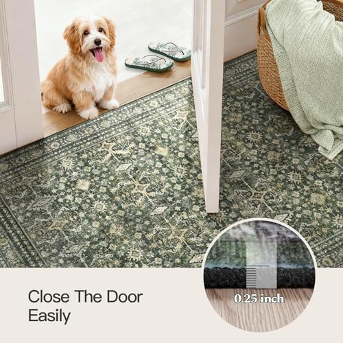 2x5 Area Rugs for Entryway, Green Washable Non-Slip Kitchen Runner Rug - Image 5