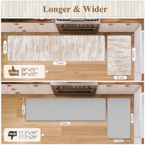 KIMODE Kitchen Anti Fatigue Mats, Farmhouse Abstract Kitchen Rugs Sets of 2 - Image 2