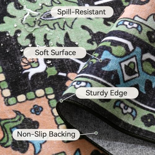 Lofus 9x12 Area Rug for Living Room Bedroom, Dark Green Washable Carpet - Image 3