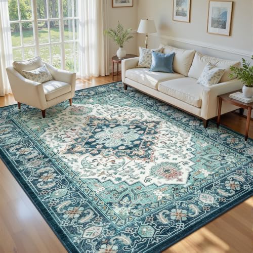 Lofus 5x7 Area Rugs for Living Room Bedroom, Boho Carpet Floral Green Beige by Lofus