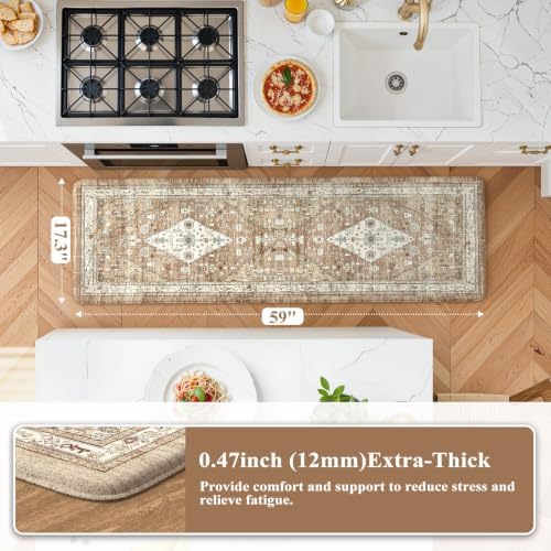 Collive Boho Cushioned Kitchen Mat, Anti Fatigue Mats for Kitchen Floor - Image 2