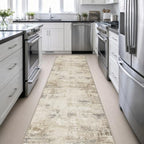 3x14 Washable Runner Rug：Modern Abstract Soft Carpet Beige Brown - Image 5
