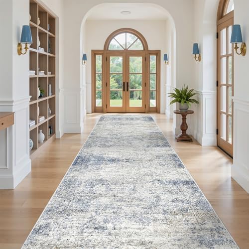 4x10 Runner Rug Non Slip,Washable Hallway Runner Rug,Blue - Image 3