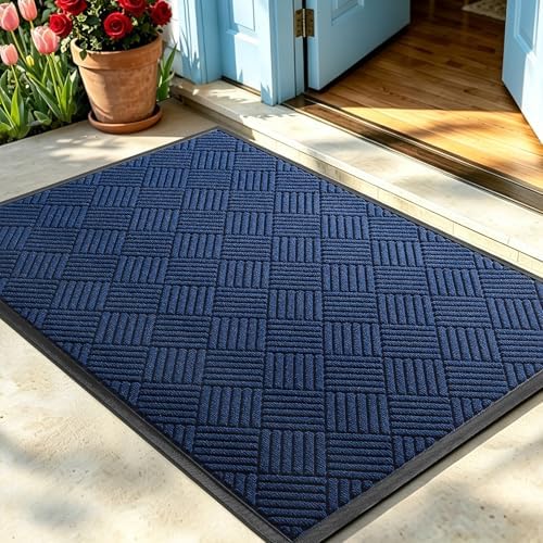 Front Door Mat, Heavy Duty Non-Slip Doormat 73"x46", Navy by WELDUN%E2%80%94IdealChoiceforHome