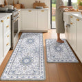 Boho Kitchen Mats for Floor 2PC Anti Fatigue Kitchen Rugs, Blue Grey by tubeamin