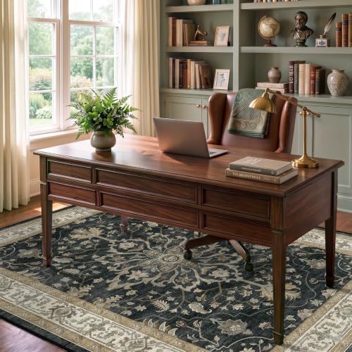RELEANY Washable Area Rug, 6'x9', Black/Vintage/Beige - Image 2