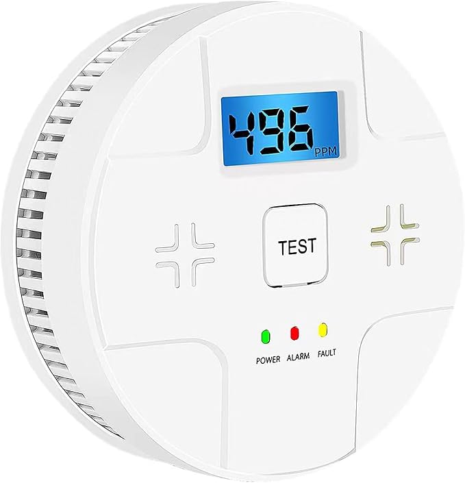 Combination Smoke Carbon Monoxide Alarm Detector Powered by Battery,Dual Alarm Sensor of Smoke and CO,Easy to Install