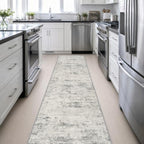 2.6x14 Washable Runner Rug:Modern Abstract Indoor Soft Carpet Gray - Image 5
