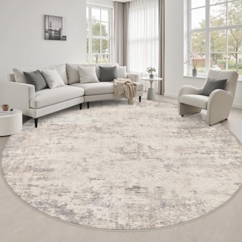 Round Area Rug Living Room: 8 ft Modern Washable Indoor Carpet by FXRHLP
