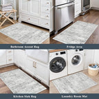 Washable Rug 2x3 for Entryway, Small Non-Slip Kitchen Throw Mat for Sink, Soft Low-Pile Stain & Fade-Resistant Indoor Mat for Pet Area & Bathroom (Grey/Ivory) - Image 3
