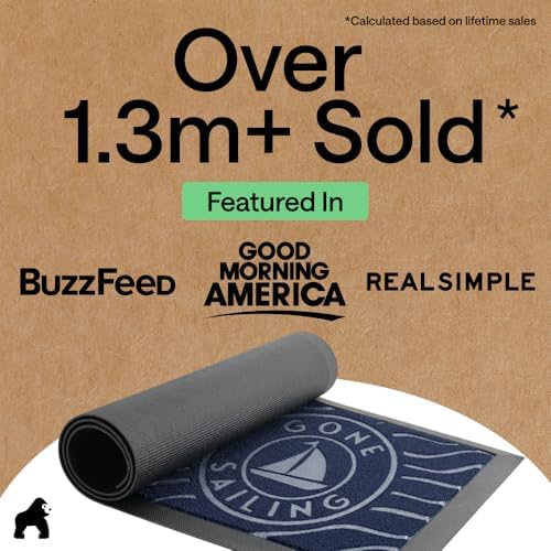 GORILLA GRIP WeatherMAX Door Mat, Indoor Outdoor Use, 35x23, Navy Sailboat - Image 4