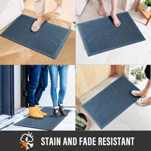 HIYARD Sturdy Front Door Mat, Absorbent Muddy Dirt Resist Welcome Door Mats Outdoor Indoor, Stain and Fade Resistant, Non-Slip Backing Entry Mat Low Profile Doormat for Entryway, 29×17, Light Blue - Image 4