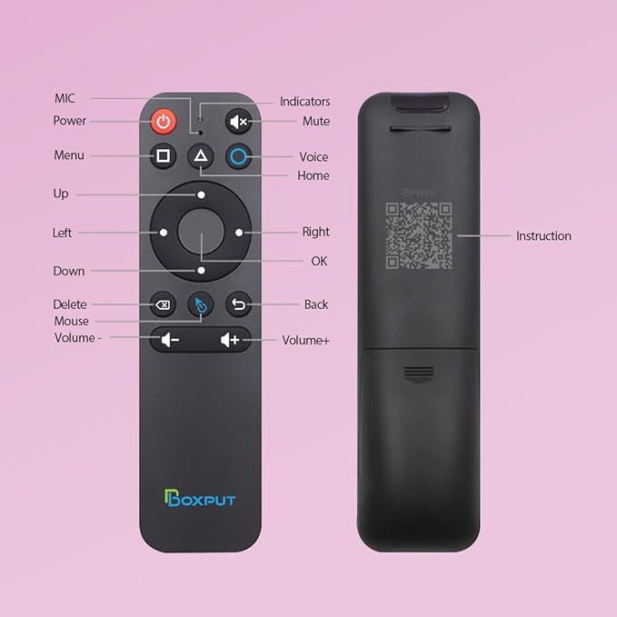 BOXPUT BPR1S BT Remote IR Learning Remote with Air Mouse and Voice Control Universal Replacement Remote for ATV Android Box TV Stick Set-Top Box