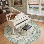 PLHXFR Round Area Rug Living Room: 8 ft Floral Washable Carpet Green Beige - Image 4
