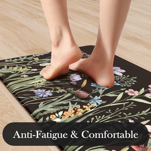 KIMODE Kitchen Mats Cushioned Anti Fatigue, Black Farmhouse Kitchen Rugs - Image 2