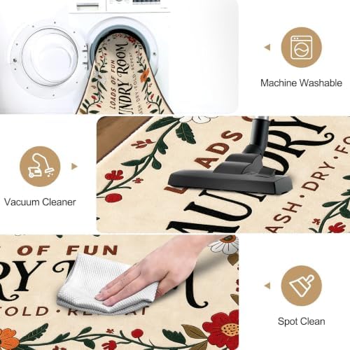 Soft Laundry Room Rug Runner, 20"x60", Washable, Non-Slip Thick Mat - Image 4