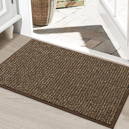 BEQHAUSE Dirt Trapper Door Mat 24" x 36", Non-Slip Washable Doormats, Brown by BEQHAUSE