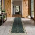 Dark Green Washable 2'6"x10' Long Runner Rugs for Hallway, Non Skid 10ft Indoor Rugs for Entryway, Stain Resistant Low Pile Carpet Boho Indoor Décor by HazoHaus