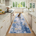 RELEANY Washable Runner 3'x9' Abstract Area Rug for Hallway Blue Gold by RELEANY