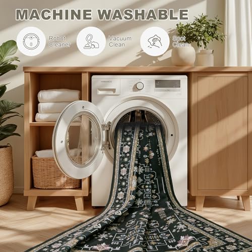 2x3 Area Rugs Living Room: Washable Vintage Rug for Bedroom Black - Image 6