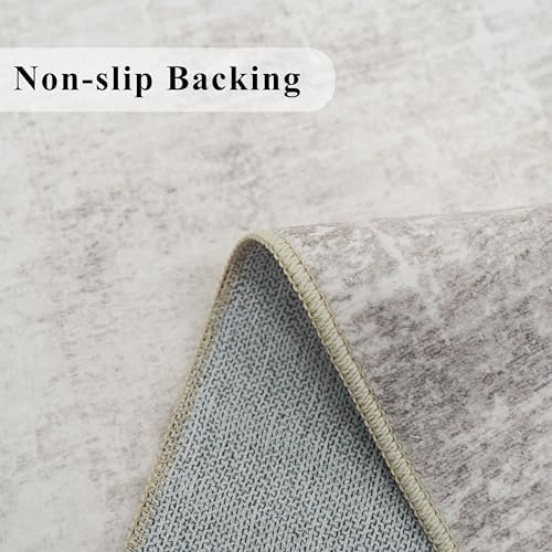 Hallway 2x8 Washable Runner Rug: Abstract Stain Resistant Entryway Kitchen Area Rugs Farmhouse Soft Bathroom Bedroom Print Floor Mat Thin Non-Slip Indoor Carpet for Living Room Laudry(2x8,Beige/Cream) - Image 3
