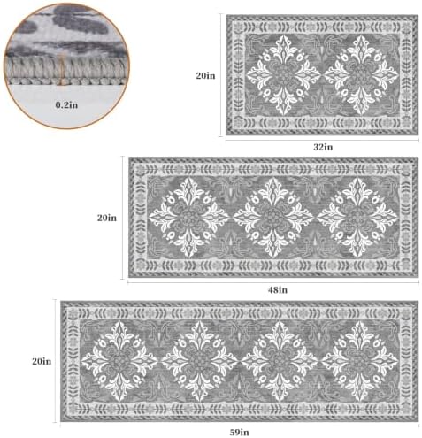 3 Piece Kitchen Rugs Set, Non Slip Washable Floor Mats with Water Absorbent - Image 2