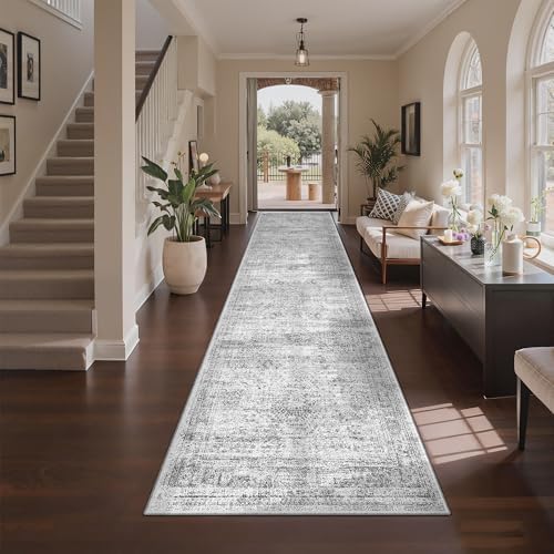 3x10 Runner Rug Non Slip,Washable Hallway Runner Rug,Grey - Image 3