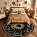 Vacuum-Friendly, Round 8ft Washable Area Rug, Black Green Blue by meejou