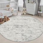 Round Area Rug Living Room: 8 ft Modern Washable Carpet Gray - Image 5