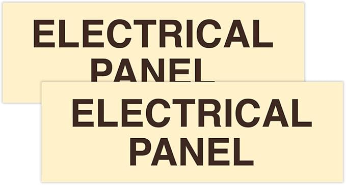 All Quality Basic Electrical Panel Sign - Fire Regulation Safety Compliance Sign - Ivory/Dark Brown - Medium (2 Pack)
