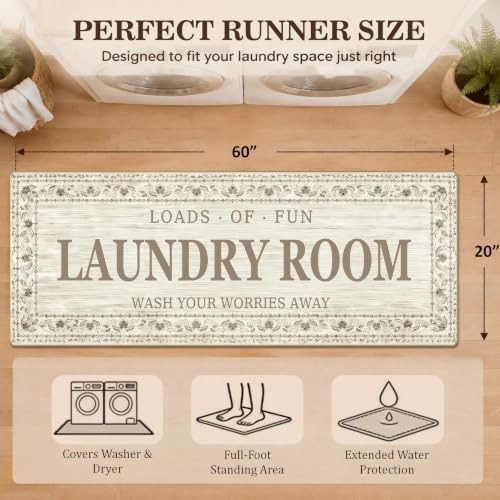 Soft Laundry Room Rug Runner, 20"x60", Washable, Non-Slip Thick Mat - Image 2