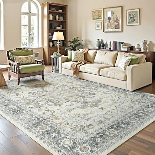 Lofus 5x7 Taupe Grey Rugs for Bedroom Living Room, Vintage Boho Carpet - Image 2