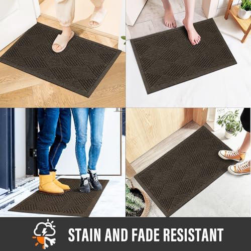HIYARD Sturdy Front Door Mat, Absorbent Muddy Dirt Resist Welcome Door Mats Outdoor Indoor, Stain and Fade Resistant, Non-Slip Rubber Backing Low Profile Doormat for Entryway, 36×24, Brown - Image 4