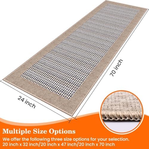 StepRite Kitchen Rugs, Kitchen Mats for Floor, 70"x24" Non-Slip Machine-Washable Kitchen Throw Rug, Absorbent Runner Rugs Office, Sink Standing Desk Mat, Decor Carpet, Khaki - Image 2