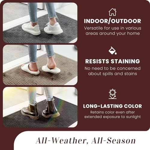 Mibao Front Door Mat Outside Entrance, 47" x 32", Heavy Duty Welcome Mat, Stain and Fade Resistant, Dirt Trapper Doormat, Super Absorbent Indoor Outdoor Entryway Mat with Non-Slip Backing, Beige - Image 6