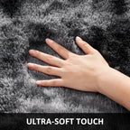 Ophanie Tie-Dyed Black & Grey Area Rugs 8x10 for Bedroom Living Room, Fluffy Shag Fuzzy Carpet, Plush Shaggy Rug, Indoor Carpet for Kids Boys Dorm Home Decor Aesthetic, Nursery with 99 pcs Pile fibers - Image 2