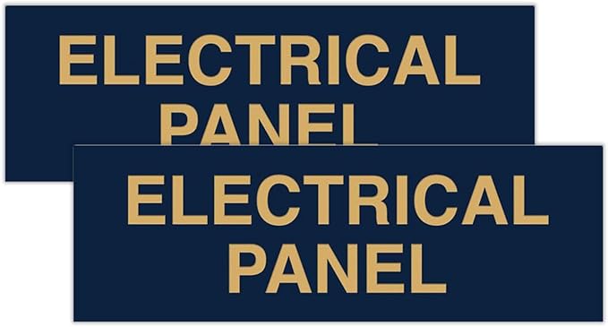 All Quality Basic Electrical Panel Sign - Fire Regulation Safety Compliance Sign - Blue/Gold - Large (2 Pack)