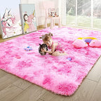4x6 Tie-Dyed Pink Fluffy Soft Area Rug Non-Slip for Kids Bedroom Nursery by ModernHomeDecor