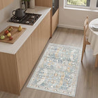 Madane Washable Area Rug 2x3 Small Entryway Rugs Non-Slip, Blue/Gold - Image 2