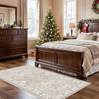 Hallway Washable Runner Rug - 3x6 Kitchen Rugs Entryway Rug Runner Vintage Soft Floor Mat Non Slip Indoor Farmhouse Carpet for Bathroom Living Room Bedroom (3 X 6, Beige) - Image 2