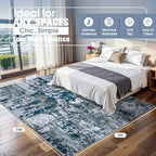 8x10 Area Rugs for Living Room Washable Bedroom Dining Room Navy Grey - Image 2