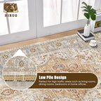 Washable Area Rug 5' x 7' Vintage Traditional Persian Mat - Foldable Distressed Non-Slip Machine Washable Carpet for Living Room Bedroom Kitchen Home Decor - Dove Gray and Coral - Image 5
