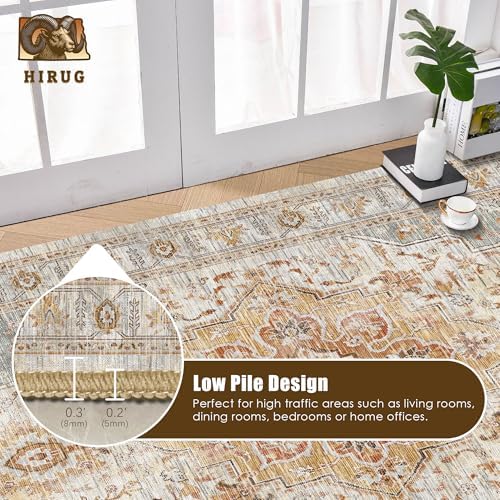 Washable Area Rug 3' x 5 ' Vintage Traditional Persian Mat - Foldable Distressed Non-Slip Machine Washable Carpet for Living Room Bedroom Kitchen Home Decor - Dove Gray and Coral - Image 5