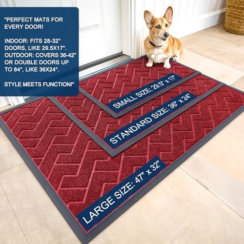 OLANLY Front Door Mat Outside 47x32, All-Season Absorbent Rubber Doormat - Image 2