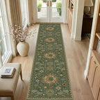 Vacuum-Friendly, 2x10 Washable Area Rug, Green Brown - Image 2