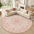 RELEANY Washable Area Rug, Round 10ft, Pink/Light Vintage Pink by RELEANY